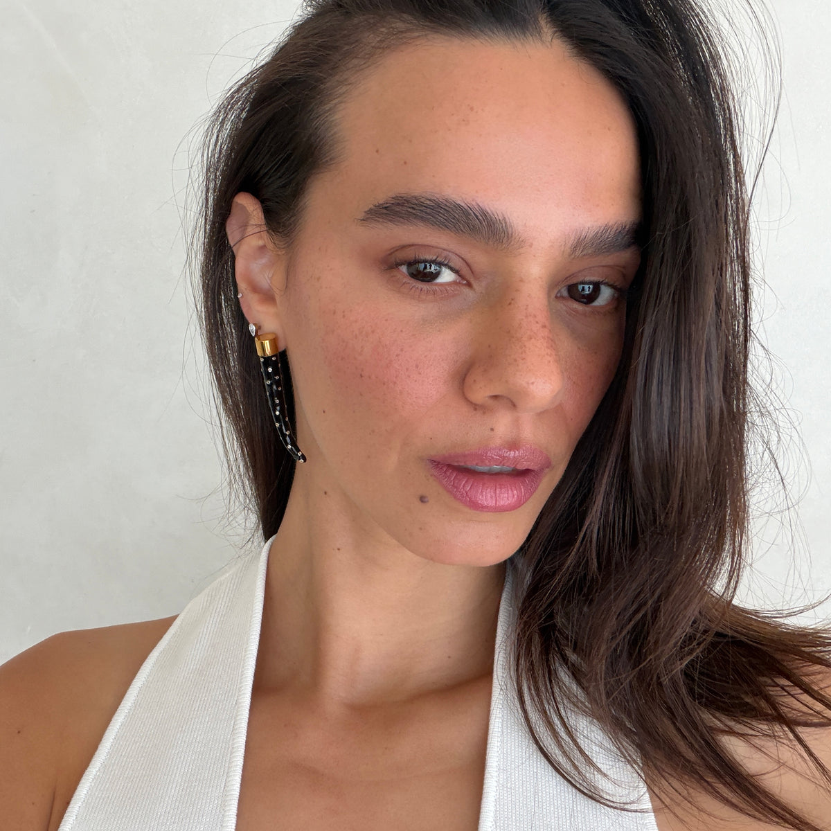 BEZEL HORN EARRINGS